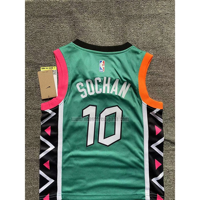 Camiseta Nino San Antonio Spurs Jeremy Sochan NO 10 Ciudad 2022-23 Verde